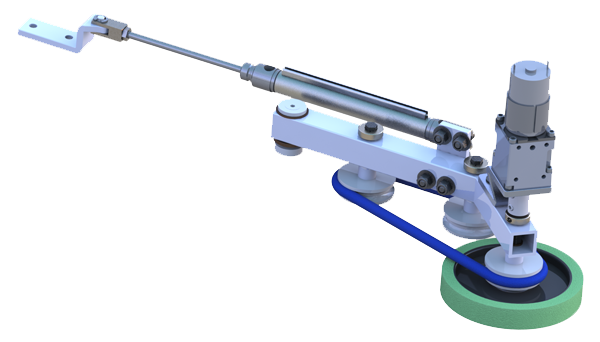 Rendered view of the tote grabber intake grabber