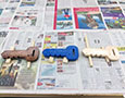 Click on any of the three in this image to see a close up of that specific key holder sample. This shows after a fine sanding with 220 grit 2 more coats of paint-clear coat Key Holder steps