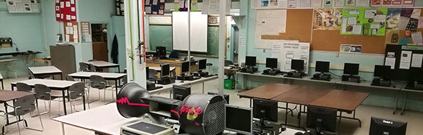 Exploring Technologies, room 166 classroom, computer lab, prototyping, and testing